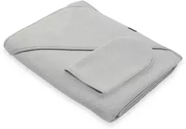 Kūdikių frotinis rankšluostis su gobtuvu New Baby BASIC 100x100 pilkos spalvos