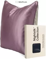 Dvipusis pagalvės užvalkalas – šilkas ir bambukas (50x70 cm) Purpurinis NOXNOX NightSilk