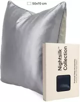 Dvipusis pagalvės užvalkalas – šilkas ir bambukas (50x70 cm) Sidabrinis NOXNOX NightSilk
