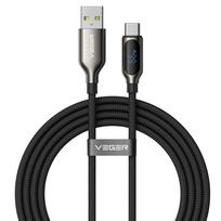 VEGER CC1-ZSD USB-C į USB-C kabelis su LED indikatoriumi, PD, 5 A, 100 W, 1,5 m, juodas