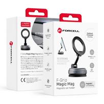 FORCELL Magic Mag magnetinis automobilinis telefono laikiklis su vakuumine siurbtuko taurele, suderinamas su MagSafe, juodas