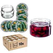 KADAX Denia konservavimo stiklainiai 250ml 10vnt 82mm + dangtelis "Agurkų kompozicija"