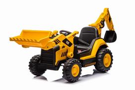 Vaikiškas elektrinis ekskavatorius Sun Baby CAT Giant MP3, geltonas, Sun Baby ekskavatorius-krautuvė elektrinis vaikų triratukas 12V CAT Gigant, pultas, MP3, 3-5 km/h, geltonas
