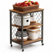 Mobilus spintelė su ratukais, tamsiai rudos spalvos, „Loft“ staliukas-vežimėlis, 60 cm