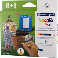 Žymeklių rinkinys dekoratyviniams darbams Decor Pen Centropen 2738 8+1 spalvų