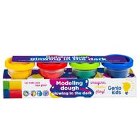 Natūralus plastilinas modelinas, šviečiantis tamsoje Genio kids, 4 spalvos, 200 g