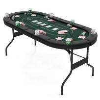 Pokerio stalas, 1,8 m Sulankstomas Pokerio stalas Blackjack Texas Hold’em Kazino laisvalaikio žaidimams, 182x82x75 cm, Žalias, Pokkerilaud, 1.8m kokkuklapitav pokkerilaud Blackjacki Texas Hold’emi kasiinomängude jaoks, 182x82x75 cm, Roheline