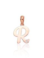 Auksinis pakabukas, Raudonas Auksas 585 praba, Cirkonai, Raidė: R