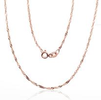 Auksinė grandinėlė Singapore 1.5 mm, briaunų apdirbimas deimantu, Raudonas Auksas 585 praba