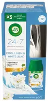 Oro gaiviklio Air Wick rinkinys Cool Linen & Baltas Lilac 250ml su automatiniu baltu dozatoriumi
