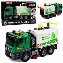 Lean Toys Žaislinė gatvių šlavimo mašina su vandens purškimo funkcija, 1:14