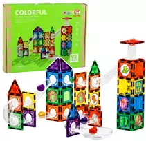 Lean Toys Magnetinis konstruktorius su rutuliukų trasa, 92 dalių