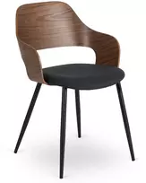 ORBI apmuštas lenkto medžio krėslas, riešuto spalvos/juodas, modernus loftas