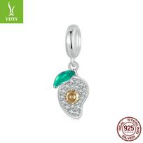 Exquisite And Fun Mango Diy Pendant Accessories, Cute Inlaid Fruit S925 Silver Bracelet Beaded.