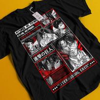 Attack On Titan Shirt Levi Tshirt Eren Mikasa T-Shirt AOT Erwin Hange Armin Tee S gray