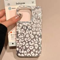 Retro Baltas Leopardo Rašto Moteriškas Telefono Dėklas Samsung Galaxy A16 A55 A07 A17 A56 A36 A26 A53 A06 A14 A24 A34 A54 A15 A12 Viršelis Samsung Galaxy A16 balta
