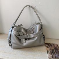 Retro Women's Large-Capacity Soft PU Tote with Leather Buckle - Single Shoulder & Crossbody Bag One Size sidabras