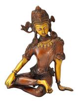 Lord Indra Brass Idol, Religious, Cultural Statue, Gold Handmade - 9.5 Inches