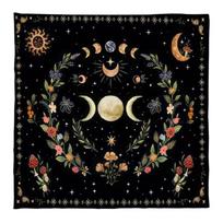 Moonphases Flower Tarot Tablecloth Astrologys Witchcrafts Deck Cloth Decoration B 50x50cm