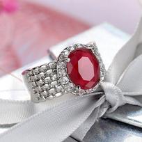 Luxury lab Ruby Ring Shiny Cubic Zirconia  sterling silver Bride Wedding Rings Couple  for Women Gift 6 sidabras