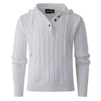 Cross2025 Men's Plus Size Solid Color Hooded Sweater Jacket - Autumn/Winter Fashion Casual Knitwear M balta