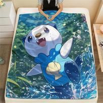 Piplup ir Bulbasaur spausdinimo flanelinis pledas, Aukštos kokybės, Patogus visais metų laikais, Namų dekoras, Šiluma ir jaukumas 80cm x 120cm blue