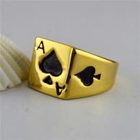 New Vintage Lucky Poker Adjustable Open Rings For Women Men Playing Card Finger Stainless Steel Ring Fashion Party Jewelry resizable