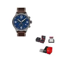 TISSOT Soko Collection Quartz Movement Men's Watches Watch 45mm Blue Dial Stainless Steel Case Leather Strap T116.617.36.047.00 Brown Strap blue