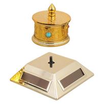 Solar Energy Car Dashboard Decoration Buddhist Prayer Wheel Auto Interior Accessory Noiseless Rotating Designs for Auto 1