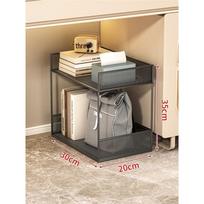 Movable Wheeled Storage Desk with Under-Shelf Basket and Small Bookshelf Standard