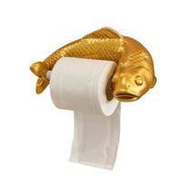 Golden Carp Toilet Paper Holder Wall-Mounted Toilet Roll Holder Decorative Fish Design Paper Towel Dispenser for Bathroom Kitchen Decor auksinė