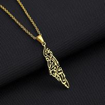 YILUOCD Palestine Map Pendant Necklace Arabic National Jewelry Fashion Stainless Steel Israel Chain Necklaces for Women