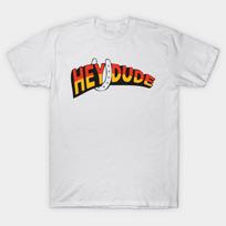 Men Black Print T-shirt Hey Dude No-Cut Heat Transfer Print Cotton Tshirt S balta