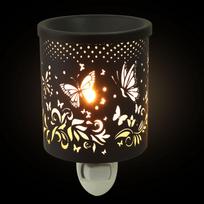 Aromatherapy Night Light Electric Wax Warmers Burners Plug Home Fragrance Heater in Wrought Iron for Scented Office black