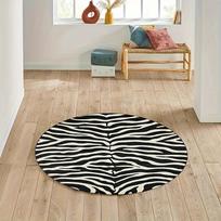Zebra Print Round Area Rug Soft Non Slip Stain Resistant Floor Mat Living Room Kitchen Decor Indoor Home Carpet Diameter 60cm