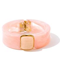 Yhpup 63mm Green Pink Beige Amber Acrylic Wide Bracelet Bangle Waterproof Fashion Summer Attractive Jewelry Wholesale rožinė