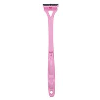 Back Hair Trimmer Manual Shaving Ergonomic Long Handle Back Hair Remover with 8 Trimmer Heads for Men Pink