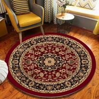 Traditional Oriental Persian Pattern Round Area Rug Vintage Burgundy Soft Floor Carpet for Living Rooms Leisure Relaxation Zones Diameter 60cm