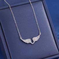 Angel Wing Necklace Women'S Diamond-Encrusted Fashionable Temperament All-Match Titanium Steel Clavicle Chain