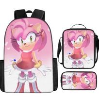 Sonic 2 Kuprinė mergaitėms Mielas animacinis anime mokyklinis krepšys Lengvas vandeniui atsparus pietų krepšys Pieštukinė rinkinys