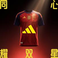 Adidas Ispanijos Futbolo Marškinėliai Vyriški Ryškiai Raudoni Apvalia Kaklo Iškirpte M