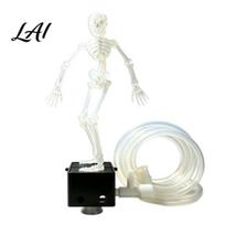 Skull Aquarium Ornaments Dancing Skeleton Bubbler Decoration Movable Pneumatic Fish Tank Ornament Joint Decor with 1-Meter Air Hose Halloween 1 Set white