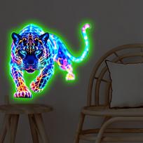 Colorful Lightening Leopard Glowing Stickers - Self-adhesive and Removable for Wall Decoration in Living Room and Bedroom Green light žalia šviesa spalva
