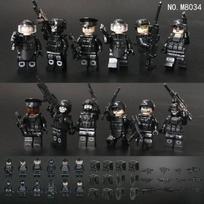 M8034 karo policijos statybiniai blokai miesto juodas SWAT mažų dalelių surinkimo veiksmo žaislas