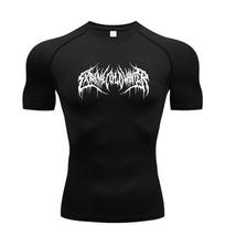 Summer Compression Sweatshirt Short Sleeve Men's Fitness T-Shirt Running Quick-Dry Top Gym Workout Bodybuilding T-Shirt S-3XL S black