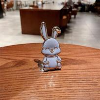 Slide-Push Bunny Phone Stand With Adhesive Back - Foldable Desktop Holder For Hands-Free Viewing mėlyna