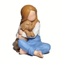 Handcrafted Resin Girl Hugging Dog Miniature Figurine Ornament Heartwarmings Home Decors Remembrances Gift for Pet Lover 1