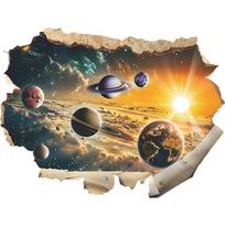 Creative Breaking Wall Planets Space Wall Sticker Self-Adhesive Removable for Bedroom Living Room Background Wall Decoration 39x98CMx2PCS įvairiaspalvis