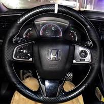 hand stitched black  leather carbon fiber Car Steering Wheel Cover For Honda Civic 10 CR-V 2017- Clarity 2018- 1