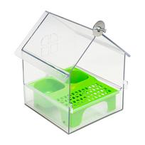 Mountable And Water Dispenser With Not Mess Design Plastic Cage For Parrots žalia